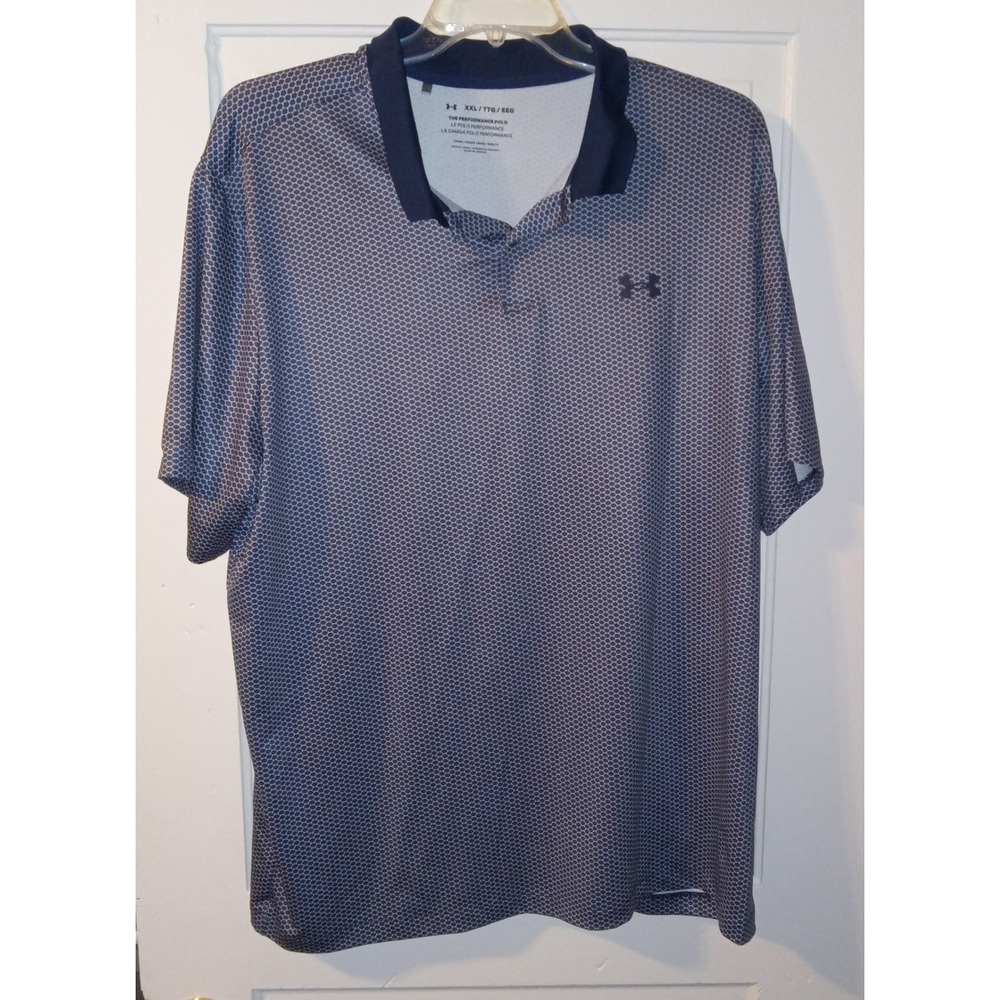 Under Armour Performance Polo Men XXL Blue Hexagon Print 1377377